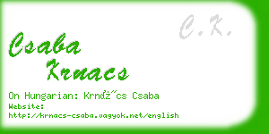 csaba krnacs business card